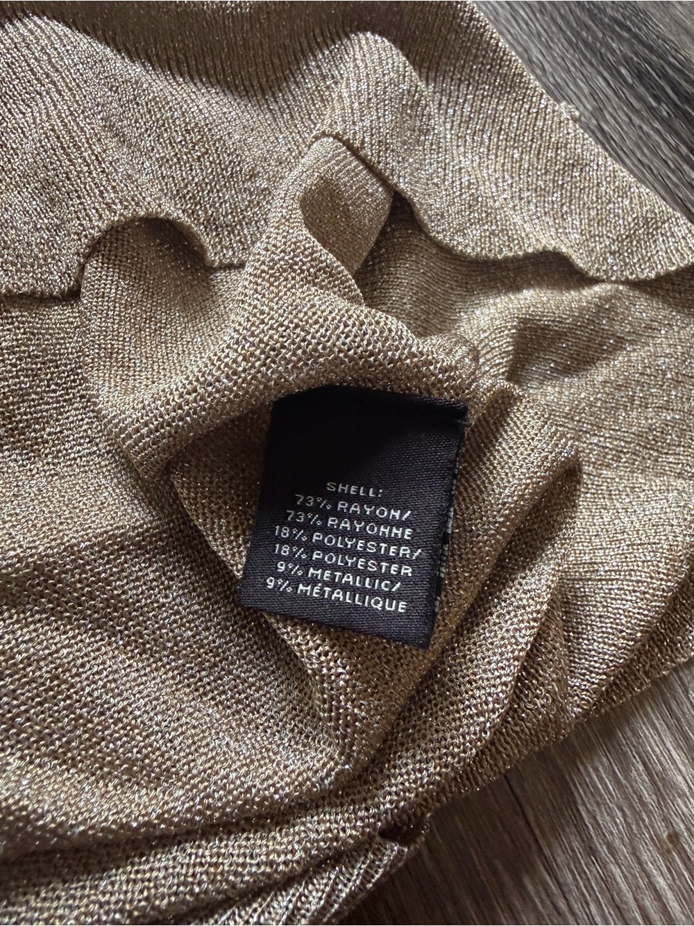 Women's Shimmery Taupe Tie-Back Short Sleeve Top - Picture 4 of 5